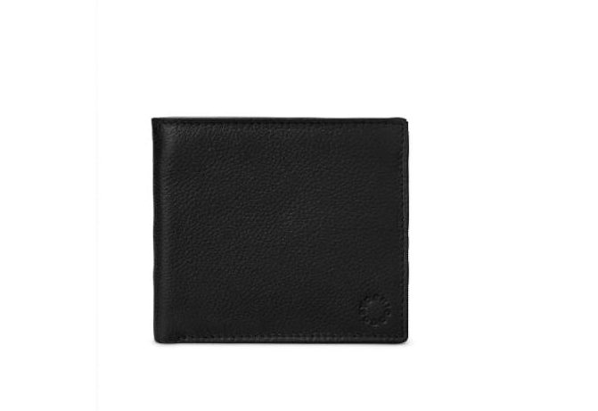 Yoshi Two Fold East West Black Leather Wallet with RFID