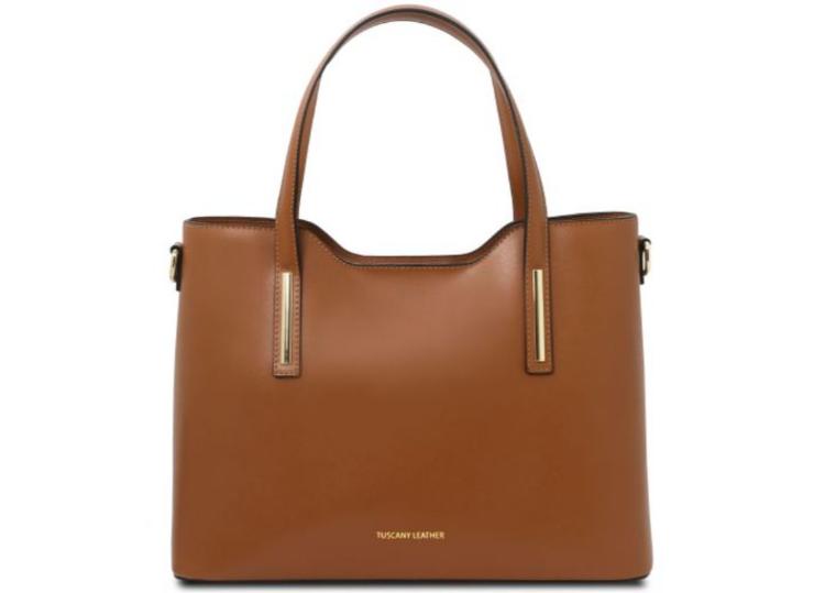 Tuscany Leather Olimpia – Ruga Leather Tote – Cognac