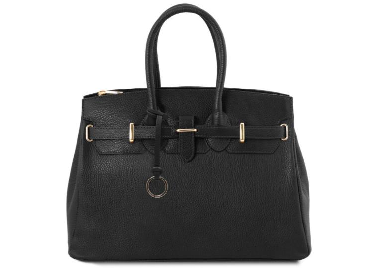 Tuscany Leather Bag with Golden Hardware Black