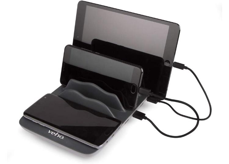 Veho TA-7 4 Port USB Charging Hub with Wireless Charging With UK 3 Pin Plug