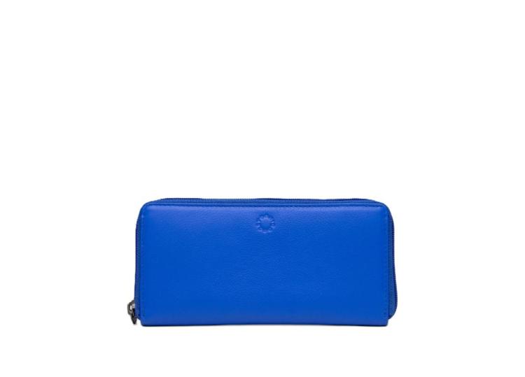 Yoshi Baxter Zip Round Leather Purse Blue
