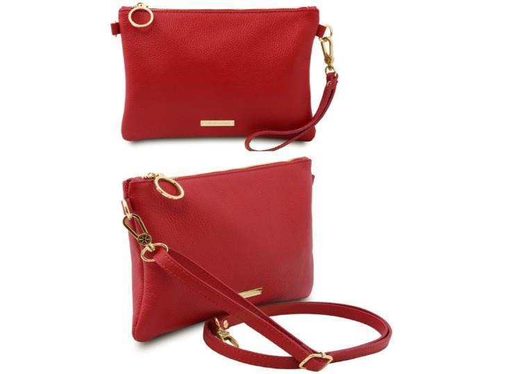 Tuscany Leather Soft Leather Clutch Bag Lipstick Red