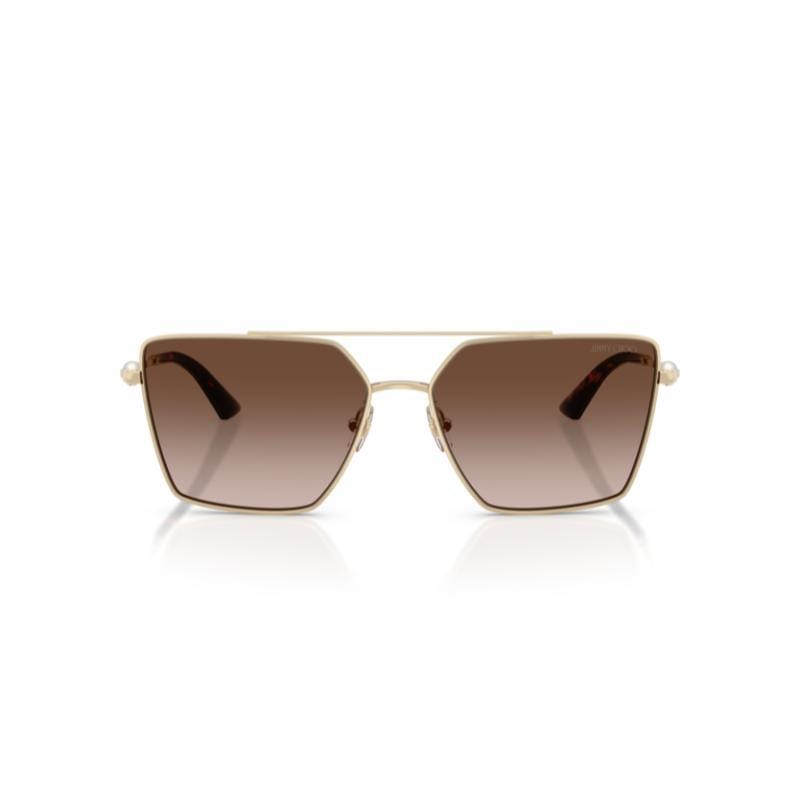 Jimmy Choo JC4016HB Sunglasses Pale Gold Frame with Brown Gradient Lens