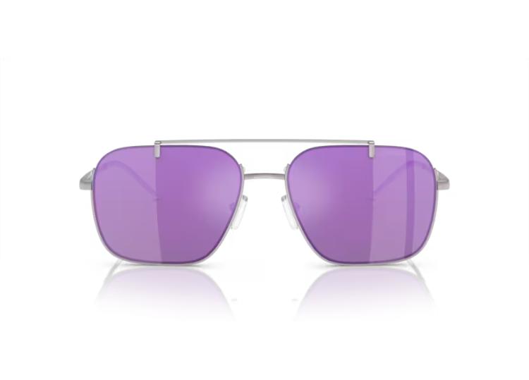 Emporio Armani Shiny Silver Frame with Grey Mirror Violet Lens