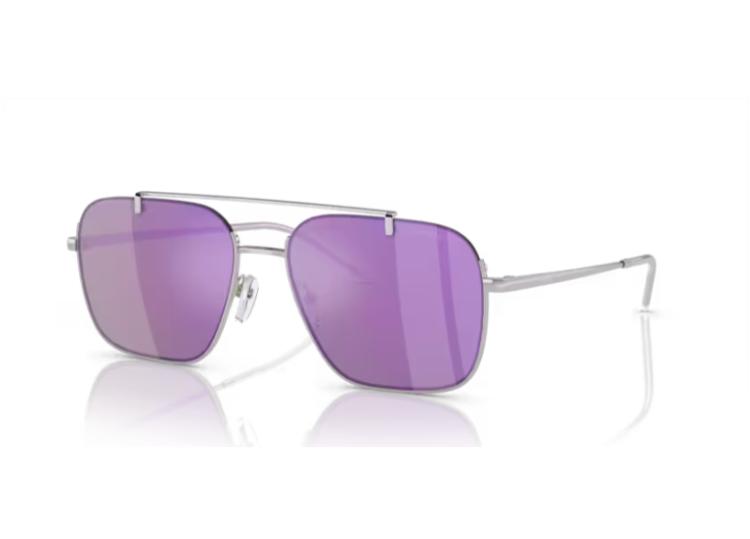 Emporio Armani Shiny Silver Frame with Grey Mirror Violet Lens