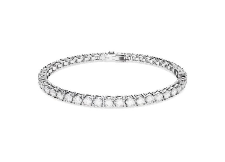 Swarovski Matrix Tennis bracelet, Round cut, White, Rhodium plated