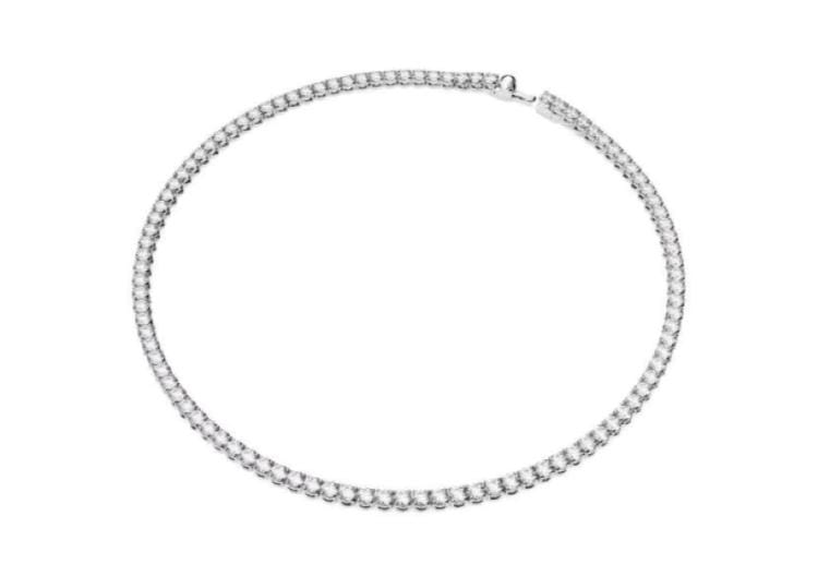 Swarovski Matrix Tennis necklace, Round cut, White, Rhodium plated