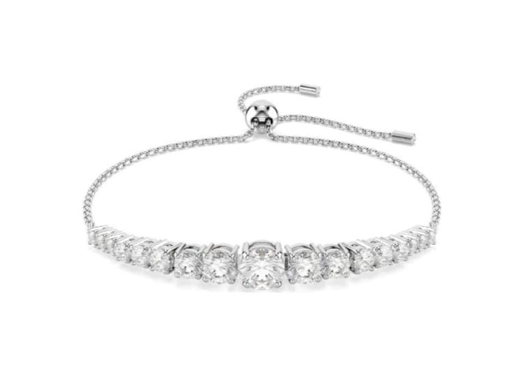 Swarovski Matrix bracelet, Gradient of round cuts, White, Rhodium plated