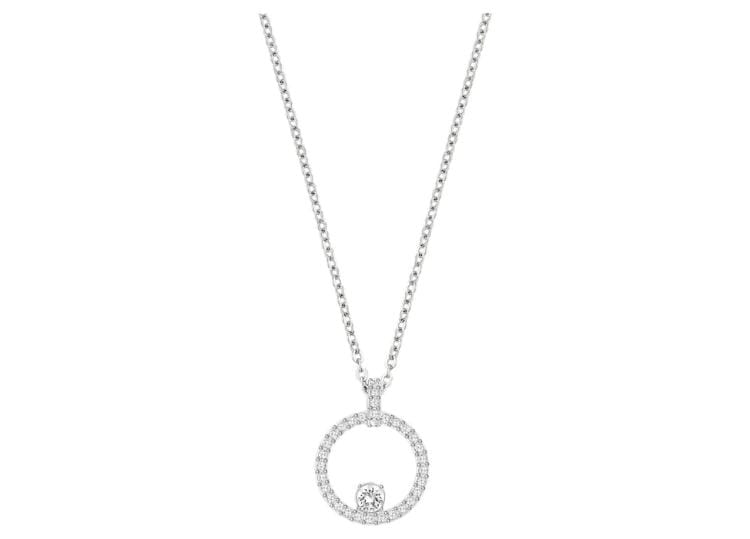 Swarovski Creativity Circle Pendant, – White, Rhodium plated