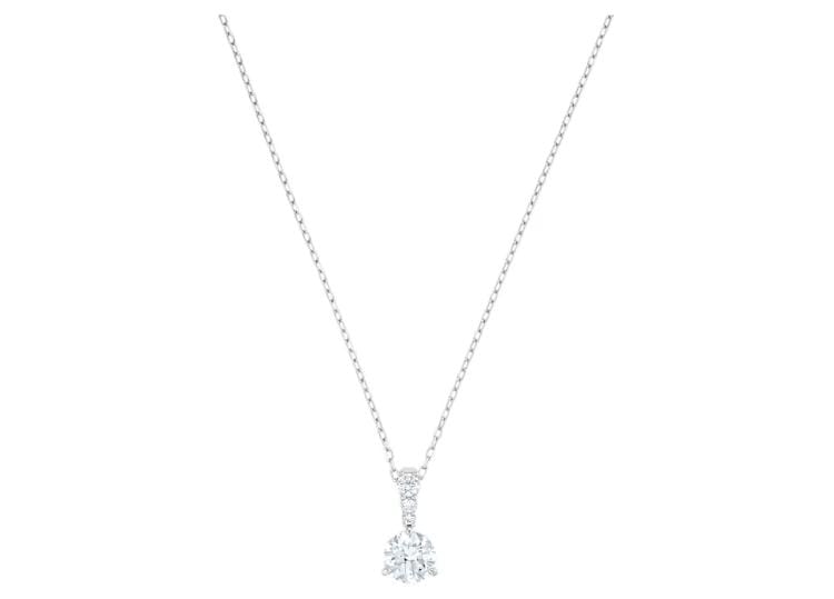 Swarovski Solitaire Pendant, White, Rhodium plated
