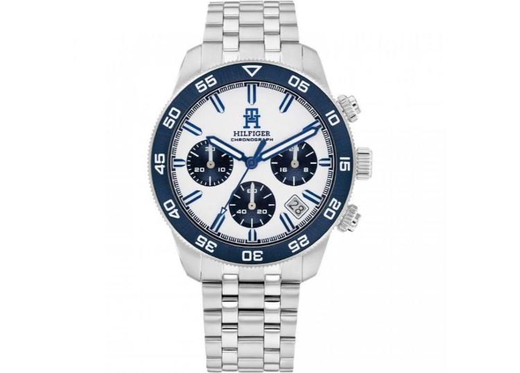 Tommy Hilfiger Th85 Mens Chronograph White Dial/Stainless Steel Bracelet Watch