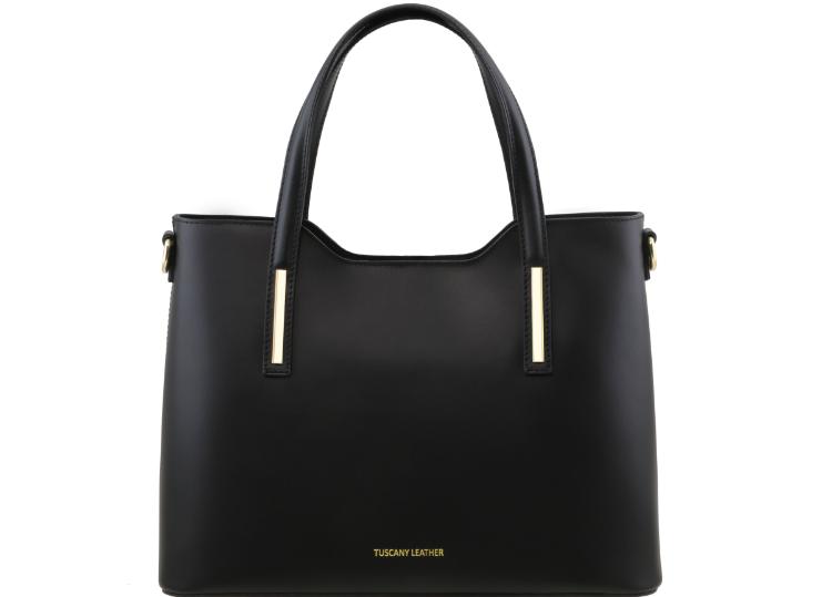 Tuscany Leather Olimpia Ruga Leather Tote – Black