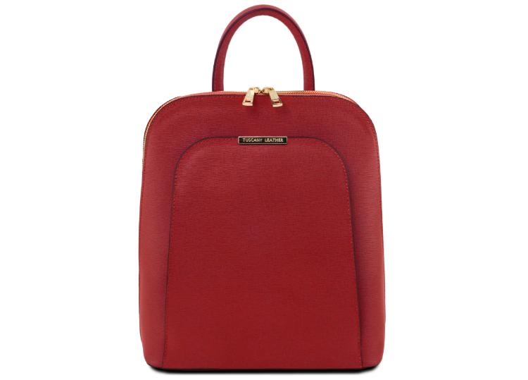 Tuscany Leather TL Bag – Saffiano leather backpack for women – Red